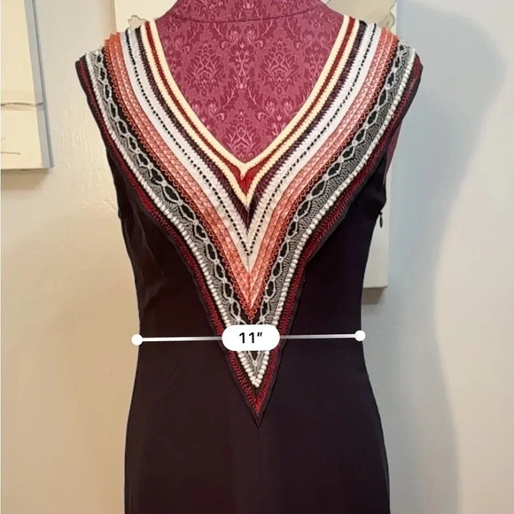 Carolina Herrera Navy Sleeveless Silk Midi Dress Women Size L, 10 - Picture 3 of 8